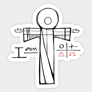 Jesus Christ and christian symbols illustration Sticker